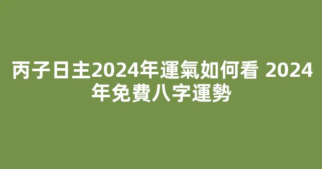 丙子日主2024年運氣如何看 2024年免費八字運勢